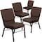Flash Furniture 18.5"W Brown Fabric Church Chair w/ Book Rack, 4PK 4-XU-CH-60096-BN-BAS-GG - alternate 1
